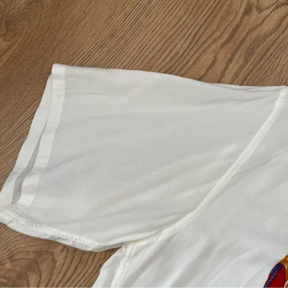 Vintage Hom La Mode Des Gagneurs Tie Print Shirt Size M 46” White Multi Quirky - Picture 6 of 10